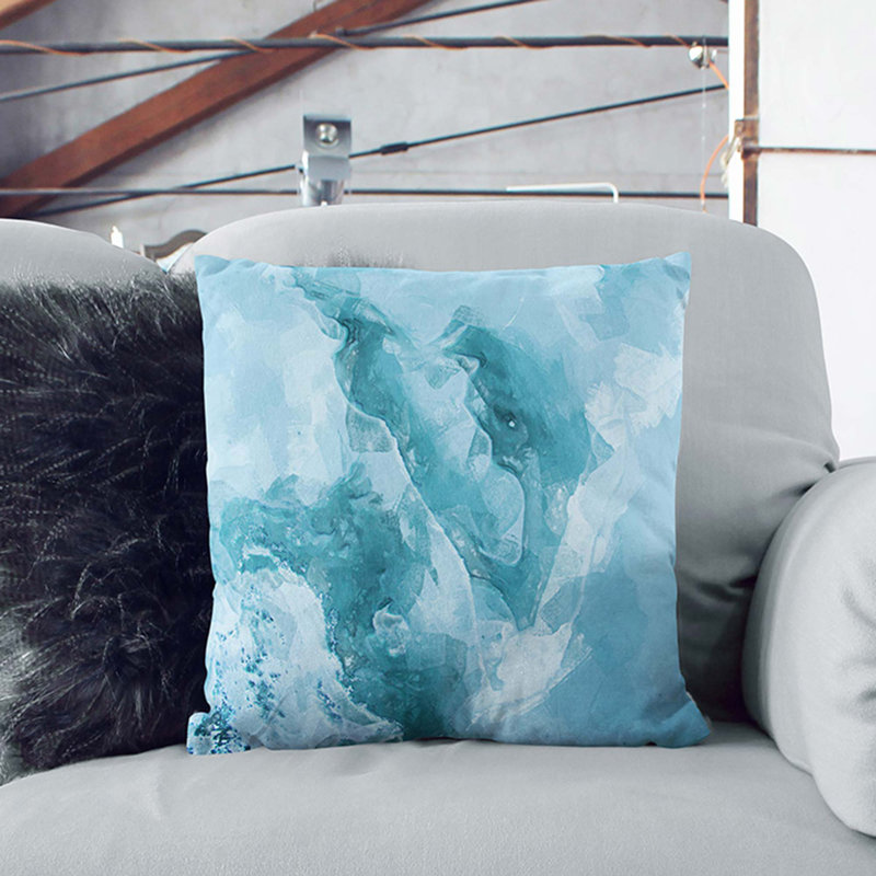 Peaceful Blues Cushion with Filling, 55cm H x 55cm W x 20cm D, Black