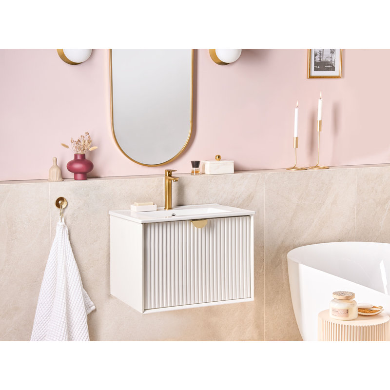 Cerstin 60.00mm Single Bathroom Vanity with Basin, White