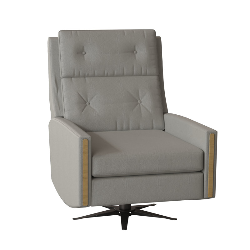 Loft 29.5" Wide Genuine Leather Manual Swivel Standard Recliner, Almond Buff, 1183 Dove, Brushed Nickel 2