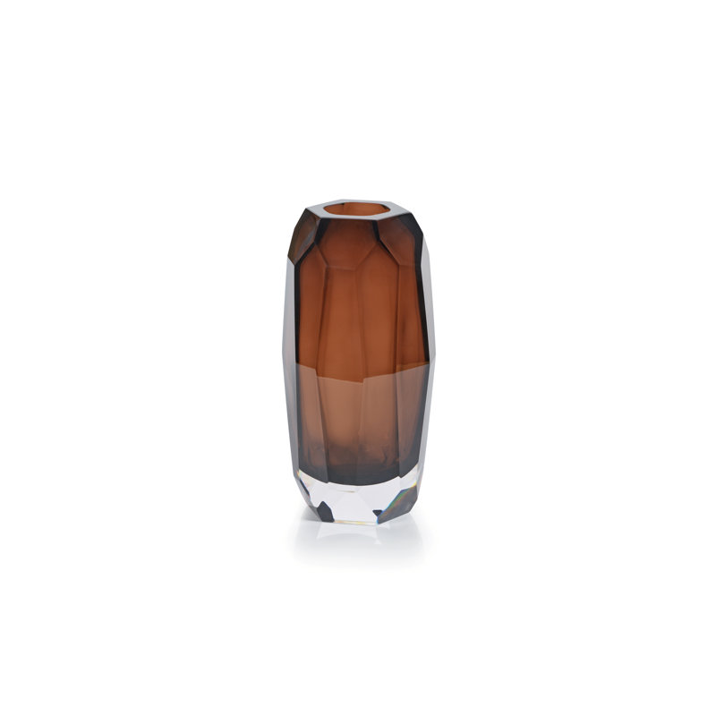 Vase de table en verre Kristanne, Amber, H 12,5 po x l 5,75 po x P 5,75 po