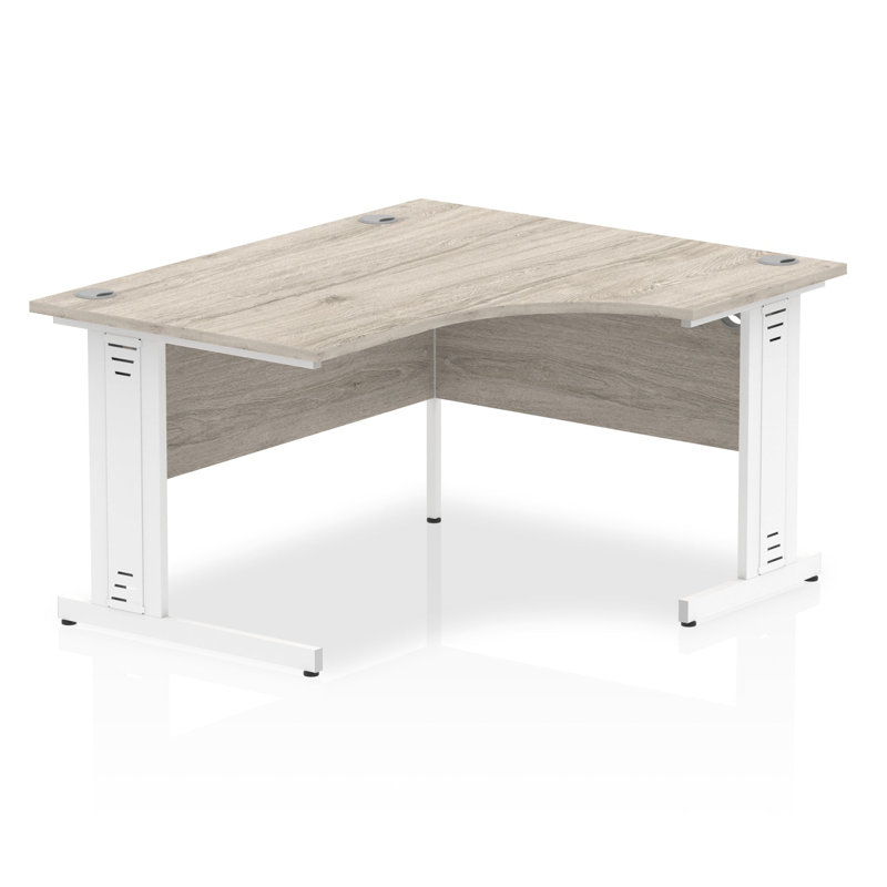 Impulse L-Shaped Metal Base Computer Desk, Grey Oak
