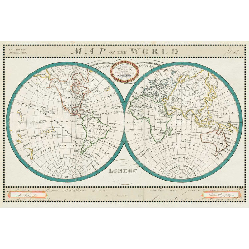 Carte du monde Torkingtons ivoire, H 8 po x l 12 po x P 1,25 po