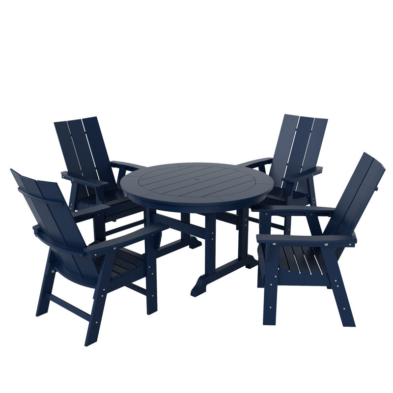 Joubert 4 - Person Patio Dining Set with Round Table, Navy Blue