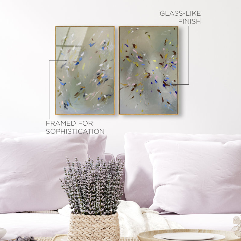 Spontaneous Traces Set Set by Oliver Gal, 74"H x 50"W, Gold Floater Frame