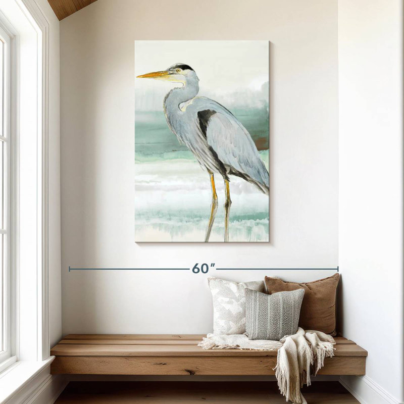 Brampt Heron On Seaglass I, 45" H x 30" W