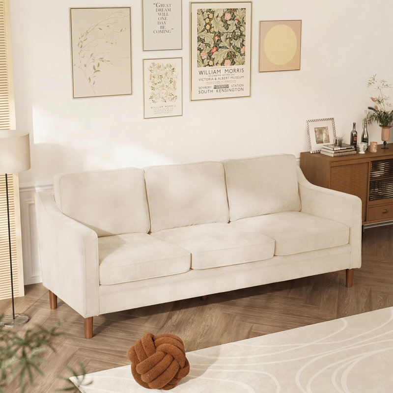 Azriah Upholstered 80.31'' Sofa, Beige Performance Chenille