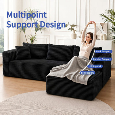 Canapé modulaire de 105 po avec canapé en forme de L et canapé-lit sans dossier de 105 po