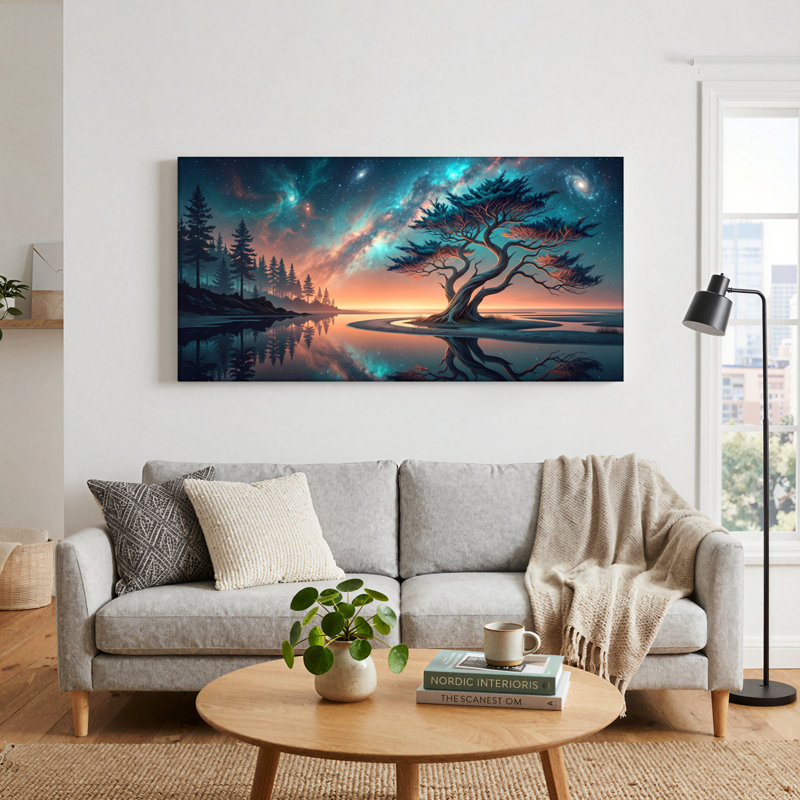 Ensemble de 1 tableau sur toile Arbre Cosmique, 40“W x 20”H, Toile tendue