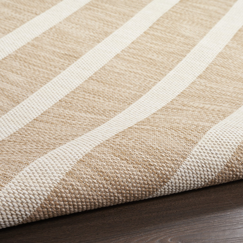 Tapis intérieur / extérieur rectangulaire Shaila, Rectangle 8 pi x 10 pi, Beige / Ivoire