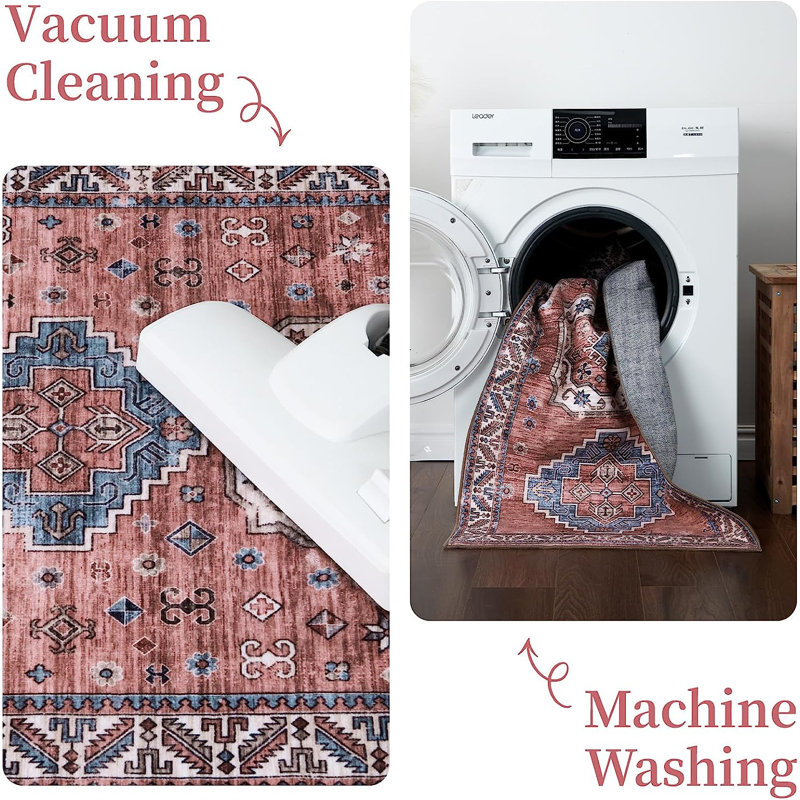 Weybright Washable Oriental Indoor Rug, Rectangle 5' x 7'