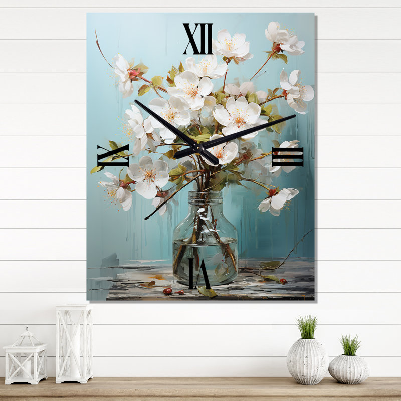 Horloge murale florale sur fond fleur, Petit