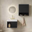 Ensemble combiné de 24 po + TOBI 26 po, meuble-lavabo suspendu avec rangement, comptoir en pierre frittée blanche Carrara, lavabo en céramique, 3 trous prépercés pour robinetterie, robinetterie et bonde non inclus, couleur noire-7956635-7956615