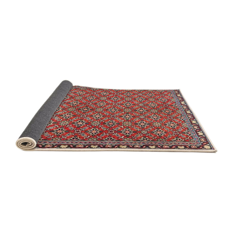 Tapis de zone rouge/vert contemporaine, Rond 4 pi