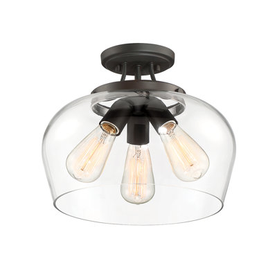 Breena 13" W 3-Light Dimmable Semi-Flush Mount
