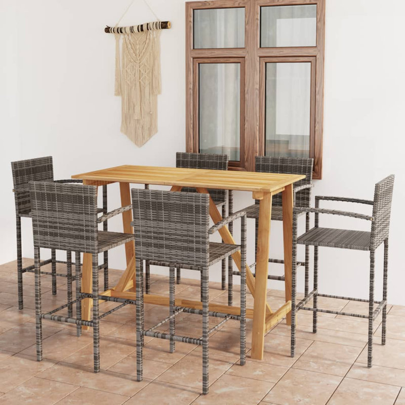 Rectangular 6 - Person 22" Long Bar Height Dining Set