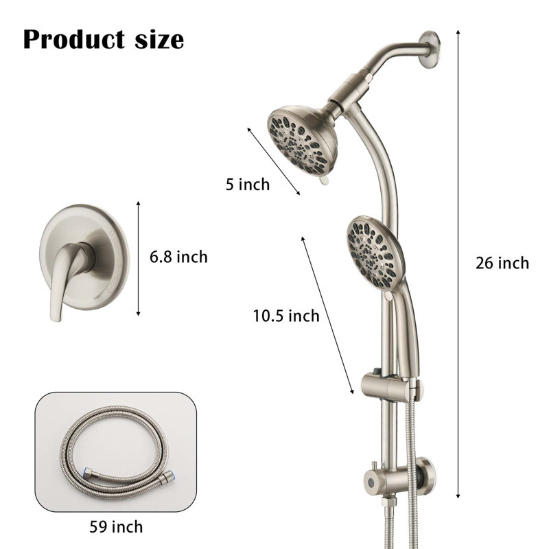 7-Spray Dual Shower System with Handheld Shower Head, Brushed Nickel
