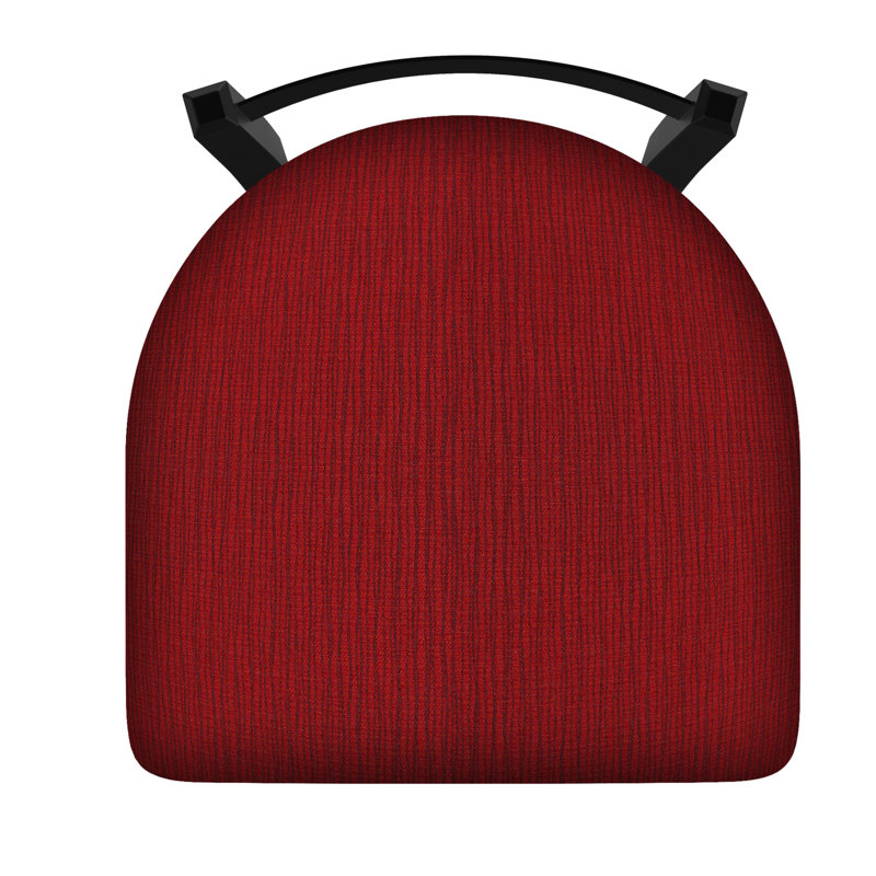 Tabouret de coiffeuse en métal Catalina, Noir froissé, Tissu-graphique rubis