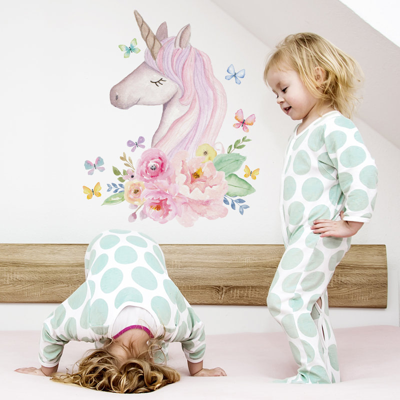 Watercolour Unicorn Wall Sticker, 53cm H x 65cm W