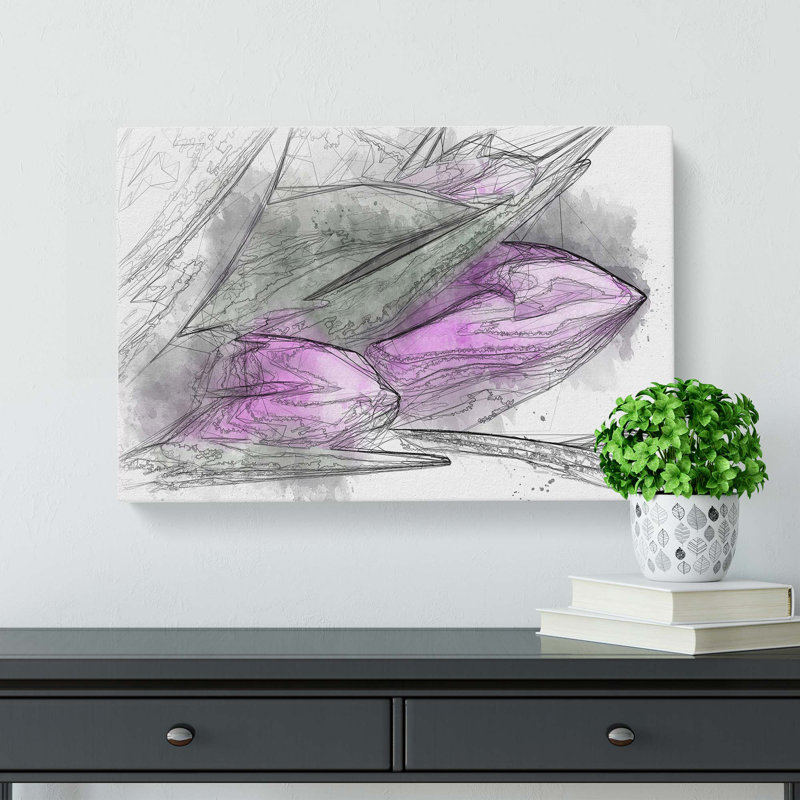 Bunch Of Purple Tulips In Abstract - Wrapped Canvas Print, 50cm H x 76cm W x 3cm D