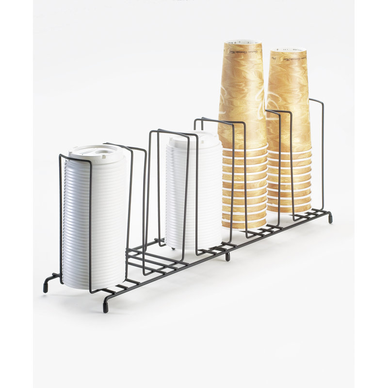Organisateur de tasse et couvercle de comptoir en fer noir 5 sections