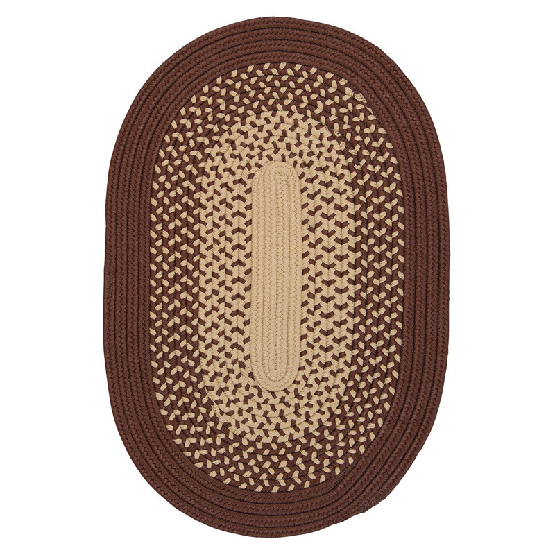 Tapis d'intérieur / extérieur tressé brun Herbiorn, Ovale de 4 pi x 7 pi
