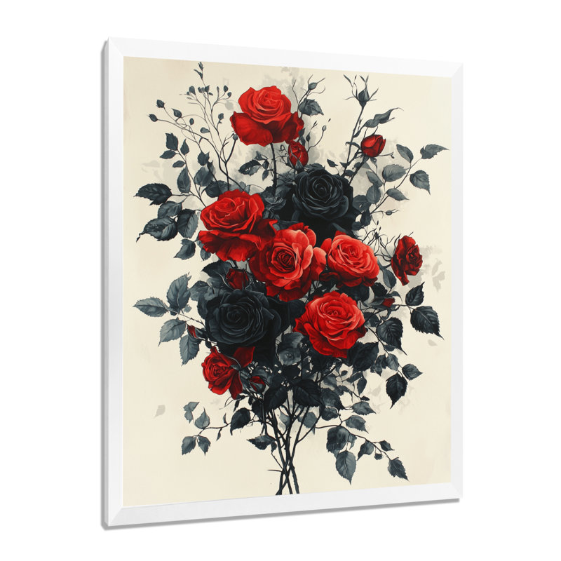Hurst - Floral Wall Art Living Room, 40" H x 30" W, Picture Framed, White