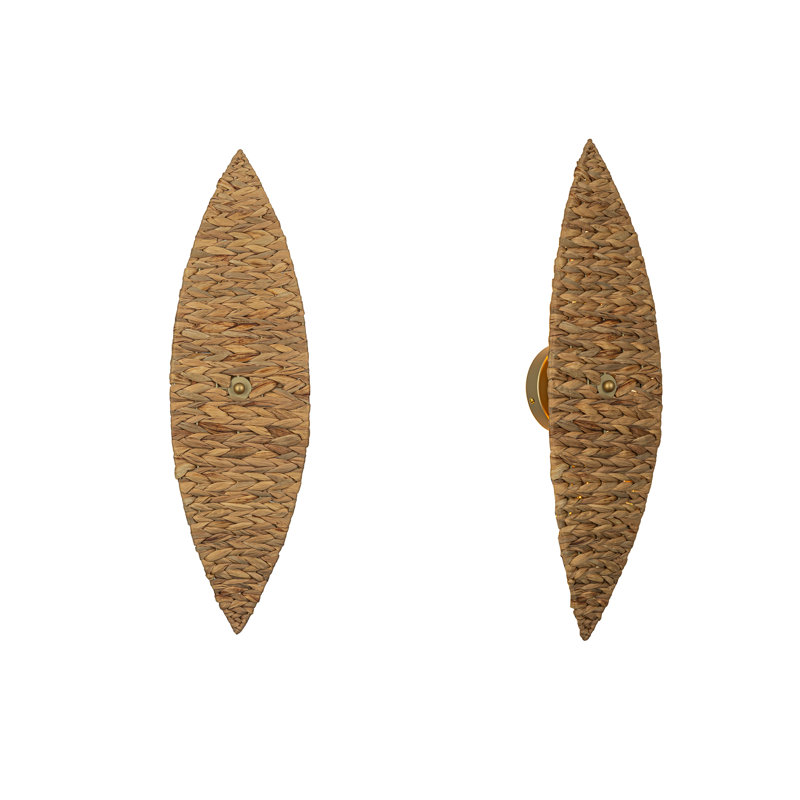 2-light Modern Coastal Rattan Sconce (2 Pack), Natural