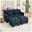 Canapé modulaire en forme de U 76,4 po Cloud 2, 2 places avec 2 repose-pieds, coussins épais, velours côtelé respirant, bleu-133671305