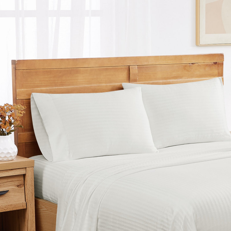 Royal Signature Dobby Stripe Pillowcase Pair, White, King Pillowcase