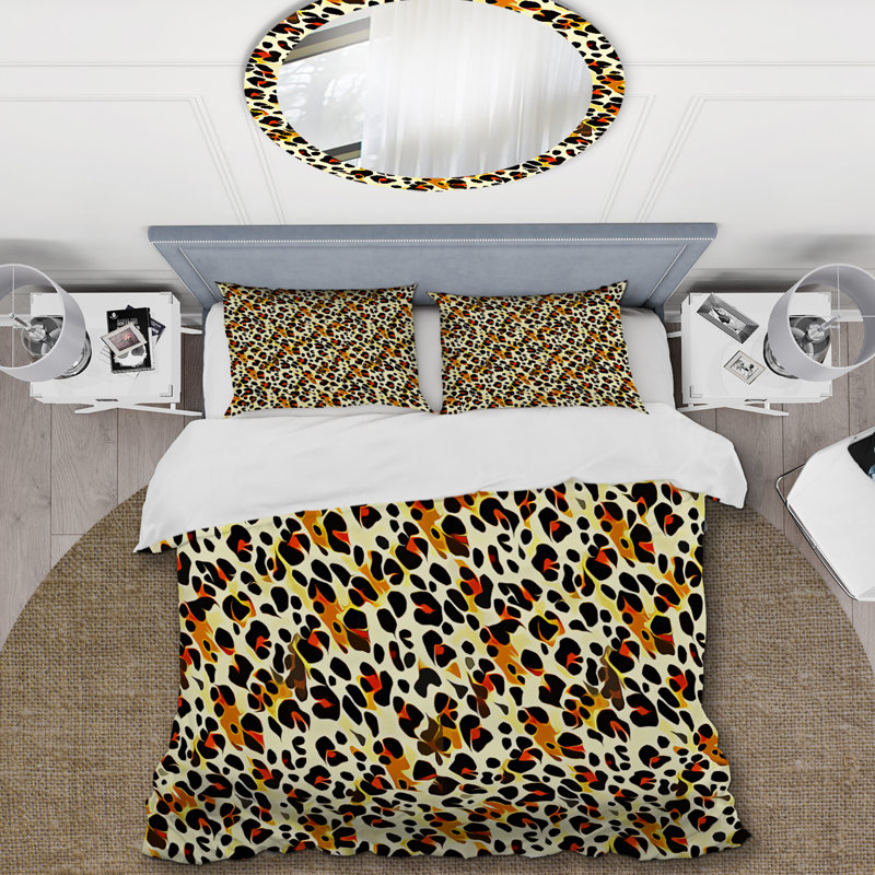 Ensemble de housse de couette en microfibre orange / noir / blanc 3 pièces, Twin Duvet Cover + 2 Standard Shams