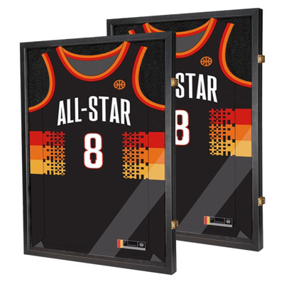 Wooden Jersey Display Case Lockable Shadow Box With 98% Uv Protection Acrylic For Baseball Basketball Football Soccer Hockey Shirt And Uniform