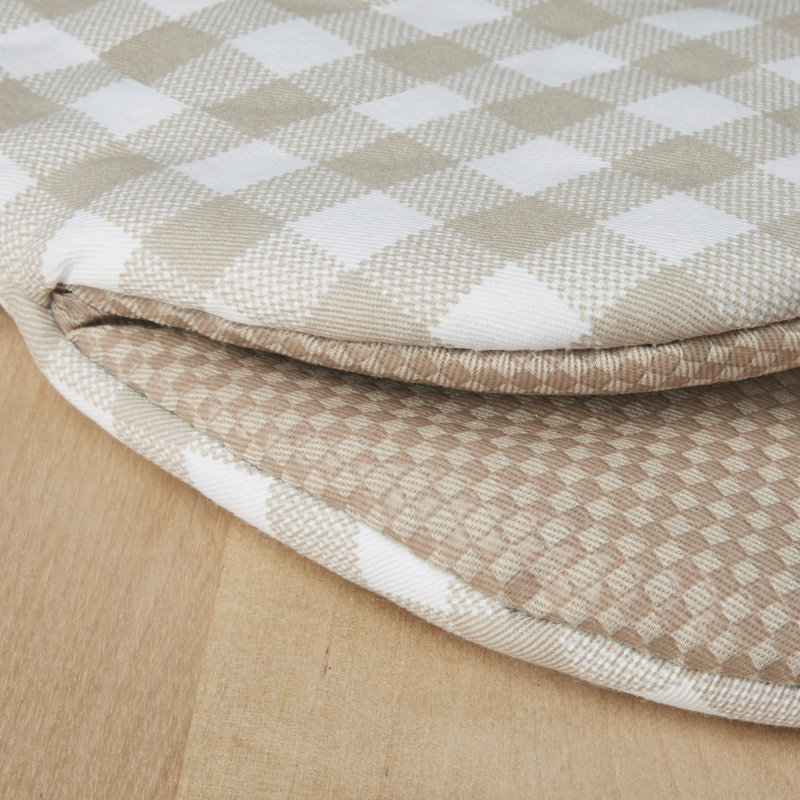 KitchenAid Gingham 2-Piece Oven Mitt, Milkshake, 5.5""W x 8""L
