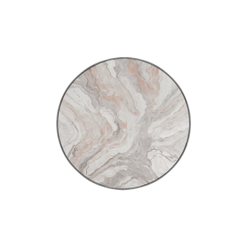Machine Washable Gray Area Rug, Round 6'