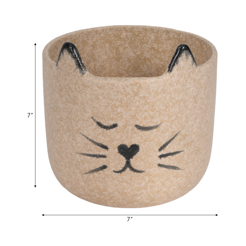 Ophelia & Co. 7" Charming Ceramic Kitty Planter, Tan