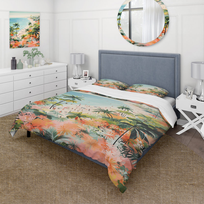 Ensemble de housse de couette couleur de plage pastel Paradise III - Coastal Beach, Housse de couette pour grand lit
