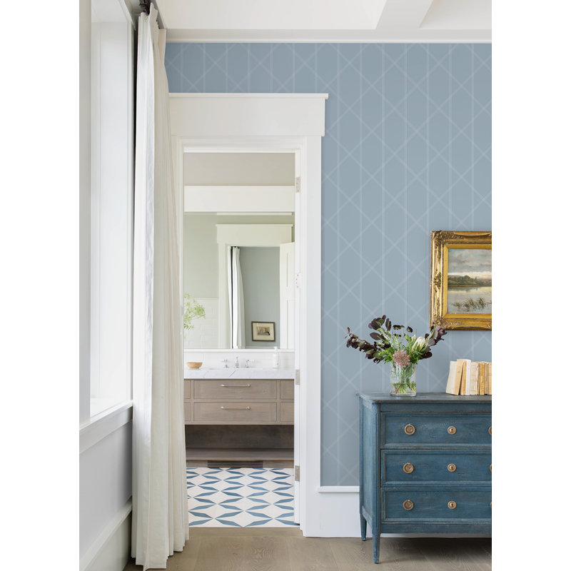 Geometric Wallpaper Double Roll, Light Blue
