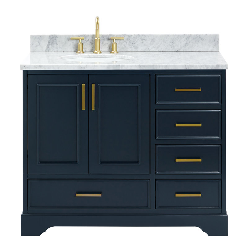 Ensemble de meuble-lavabo simple 43 po avec plateau Abita, Bleu minuit