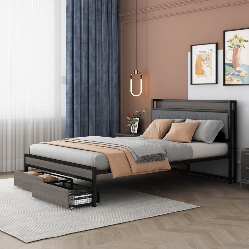 Alywin Metal Platform Bed, Full, Black