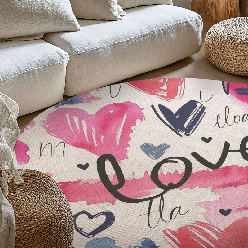 Tapis tressé Sweet Love, Rond 5 pi