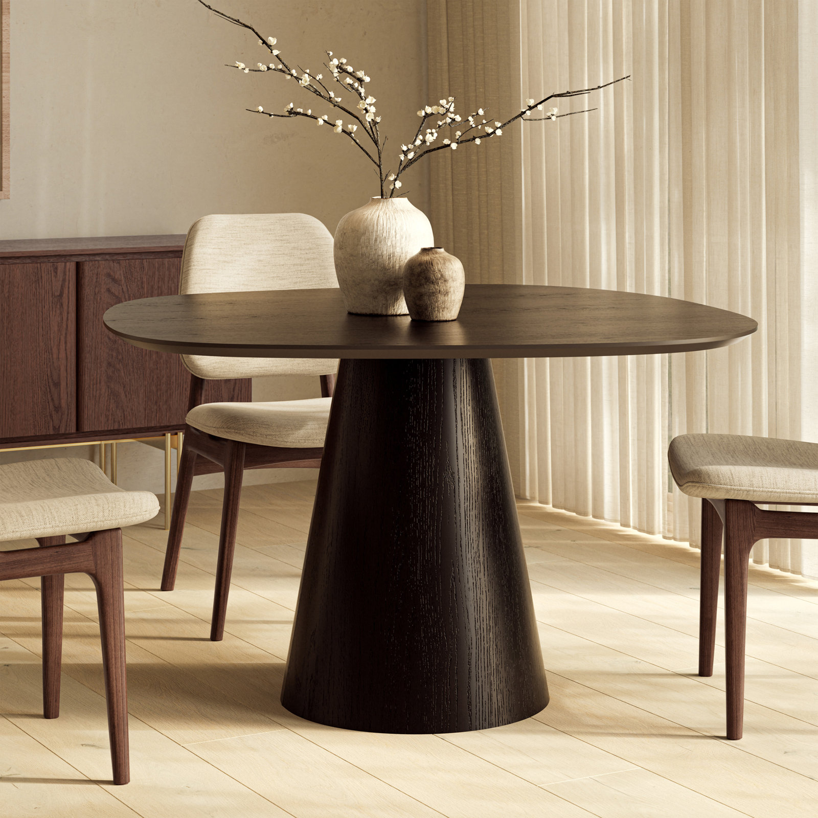 Ena 51" Oak Dining Table, Ebano