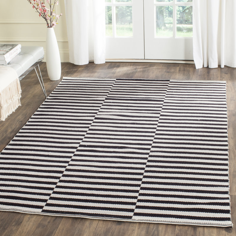 Dunkin Striped Cotton Area Rug, Rectangle 152 x 213cm
