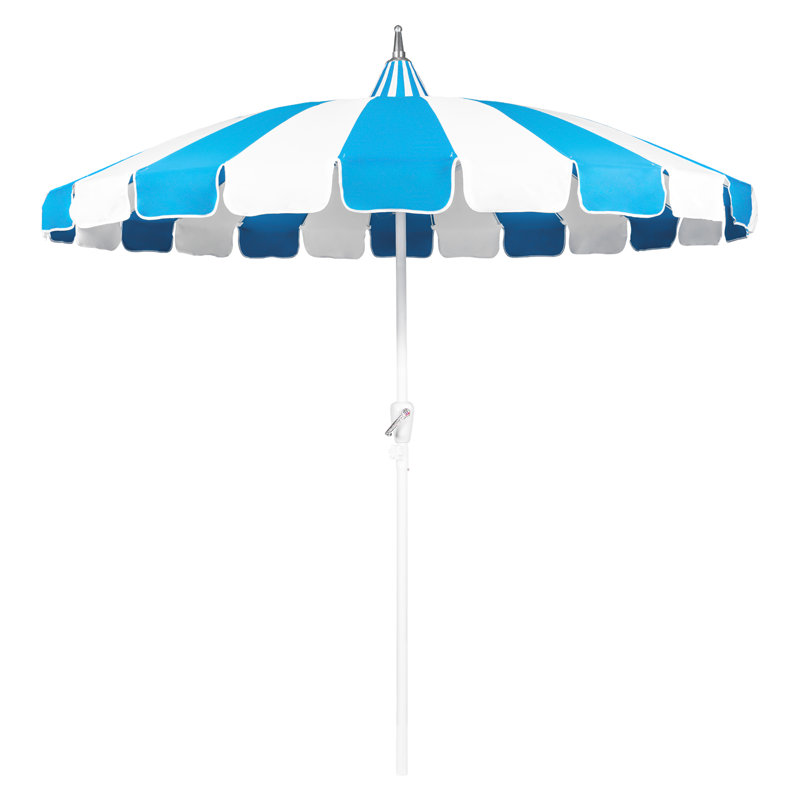 Parasol d'extérieur 8 pi, Bleu sarcelle / blanc
