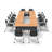 Benia 12 Person Training Meeting Seminar Tables with Modesty Panels and 12 Chairs Complete 18 pc Set