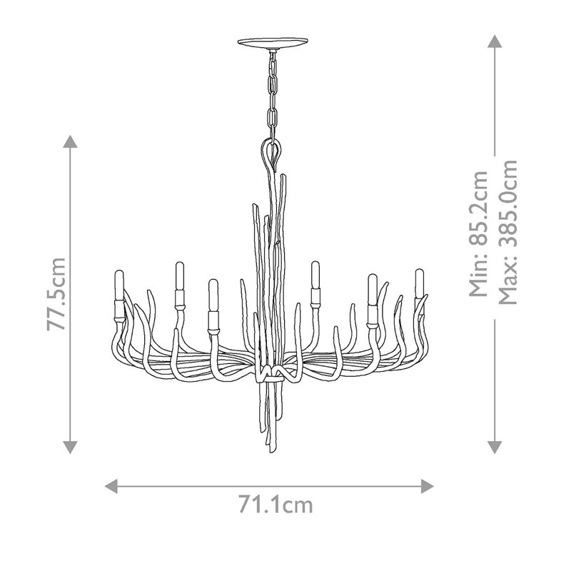 Herefordshire 6 - Light Candle Chandelier, Matte Bronze