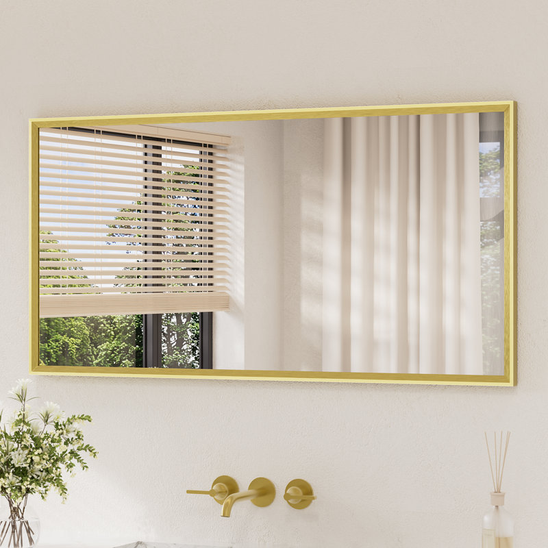 Miroir de salle de bain rectangulaire, 48 po x 24 po, Or brossé