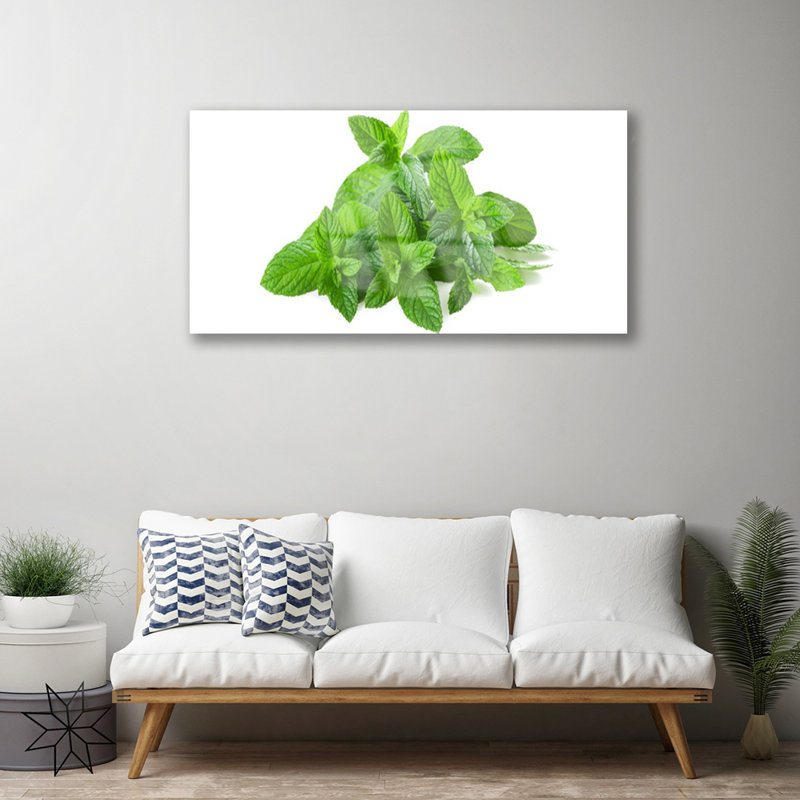 Mint Floral - No Frame Print on Glass