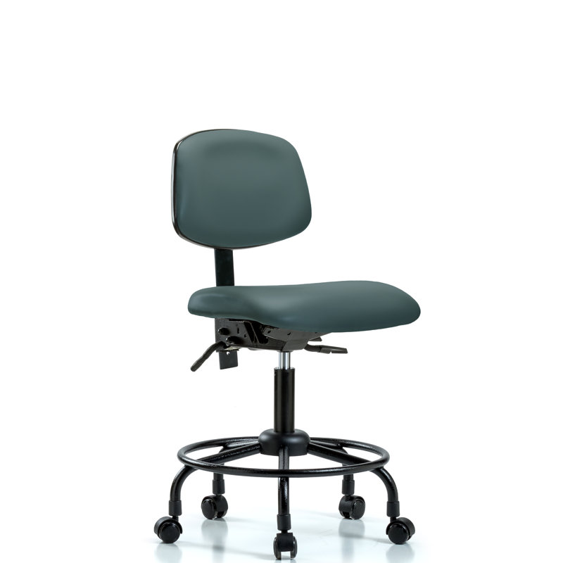 Kacey Vinyl Drafting Chair, Colonial Blue, Glides, Included