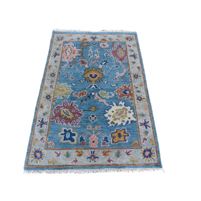 One-of-a-Kind 3'3" X 5' Wool Area Rug in Denim Blue