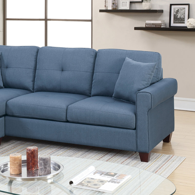 2-PCS SECTIONAL, Blue Fabric