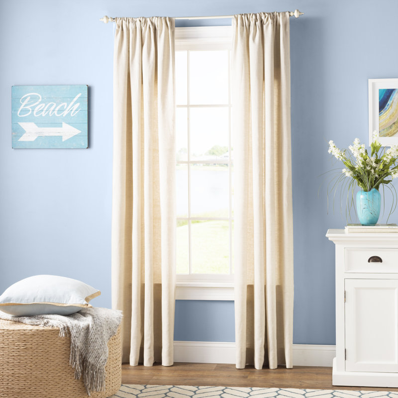 Jarold Solid Color Semi-Sheer Grommet Single Curtain Panel, White, 54" W x 96" L